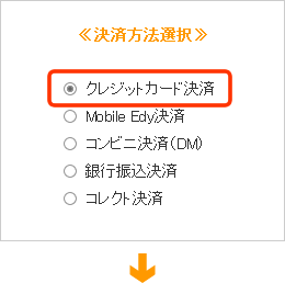 クレジットカードでの決済を選択します
